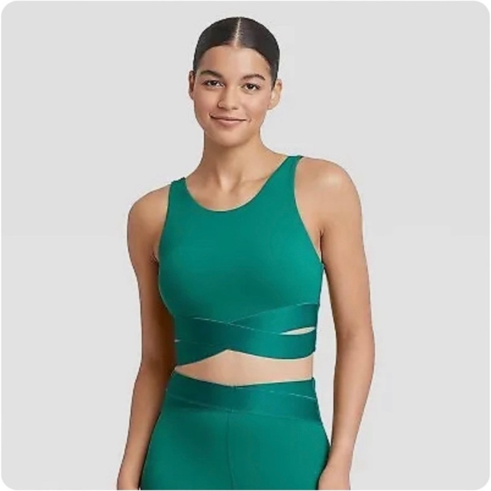 NWT! Women's Wrap Waistband Longline Bra JoyLab Green
